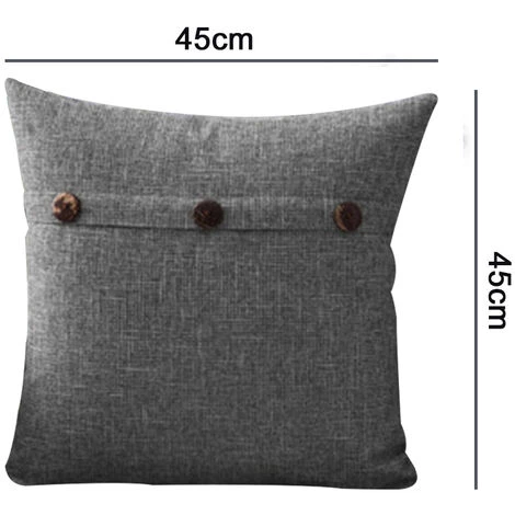 ABCRITAL Lot De 2 Housses De Coussin Décoratif En Lin Housse De Coussin Triple Bouton Taie D'Oreiller Ferme Vintage Pour Canapé-Lit ------- Gris 5 ABCRITAL Lot De 2 Housses De Coussin Décoratif En Lin Housse De Coussin Triple Bouton Taie D'Oreiller Ferme Vintage Pour Canapé-Lit ------- Gris – Image 5