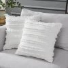 BRIDAY Lot De 2 Housse De Coussin BohCoton Lin Rayé MotifJacquard Taie D'oreiller Jet Housse De Coussi Décoratif Pour Chaise Voiture Canapé Et Lit Salon (Blanc, 45cmx45cm)