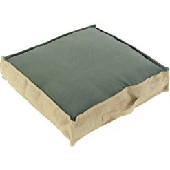 HOMEMAISON Coussin De Sol Coton Et Jute Kaki 45 X 45 X 10 Cm - Kaki