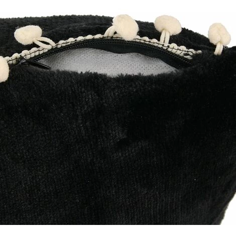THE HOME DECO FACTORY Coussin Douceur Pompons - L. 40 X L. 40 Cm - 40 X 40 - Noir 2 THE HOME DECO FACTORY Coussin Douceur Pompons - L. 40 X L. 40 Cm - 40 X 40 - Noir – Image 2