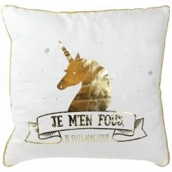 THE HOME DECO FACTORY Coussin Licorne - 40 X 40 Cm - 40 X 40 - Or