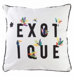 THE HOME DECO FACTORY Coussin Exotic - L. 40 X L. 40 Cm - Exotique - 40 X 40 - Blanc