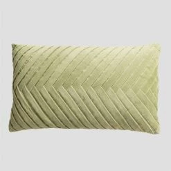 Coussin Rectangulaire Velours (25x50 Cm) Disot SKLUM Velour Vert Olive - Vert Olive