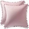 ILOVEMILAN 2 Pièces De Housse De Coussin En Velours, Taie D'oreiller Décorative Super Douce, Taie D'oreiller Boule De Cheveux De Couleur Pure, Taie D'oreiller De Canapé De Salon à La Maison (rose Clair) (45 * 45 Cm)