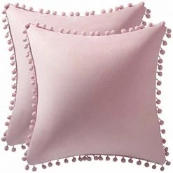 ILOVEMILAN 2 Pièces De Housse De Coussin En Velours, Taie D'oreiller Décorative Super Douce, Taie D'oreiller Boule De Cheveux De Couleur Pure, Taie D'oreiller De Canapé De Salon à La Maison (rose Clair) (45 * 45 Cm)