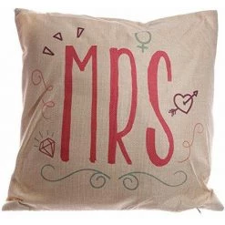 Puckator CUSH94 Housse/Coussin Design Mrs Gris Clair/Rose/Bleu 43 X 43 Cm