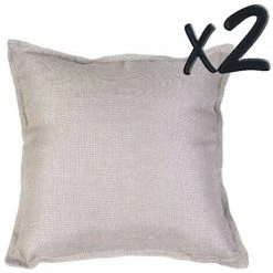 Lot De 2 Coussins Déhoussable Très Tendance Carré Lin, 40 X 40 Cm -PEGANE-