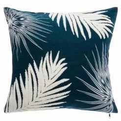 ATMOSPHERA Coussin Tuft Feuille - 40 X 40 Cm - Bleu Canard