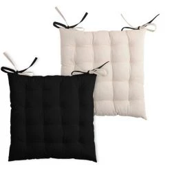 HOMEMAISON Galette De Chaise Bicolore à Nouette Noir/Lin 40 X 40cm - Noir/Lin