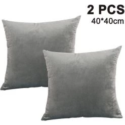 ABCRITAL Lot De 2, Velours Doux Décoratif Carré Housse De Coussin Housse De Coussin Taie D'Oreiller, Décorations Pour La Maison Canapé Canapé Lit Chaise---Taie D'Oreiller 2Pcs40 * 40Cm-Gris