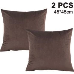 ABCRITAL Lot De 2, Velours Doux Décoratif Carré Housse De Coussin Housse De Coussin Taie D'Oreiller, Décorations Pour La Maison Canapé Canapé Lit Chaise---2Pcs45 * 45Cm Taie D'Oreiller-Café Foncé