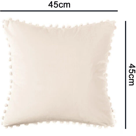 ABCRITAL Housse De Coussin Avec Pompons Soft Particles Housse De Coussin Solide En Velours 45 X 45 Cm Pour Voiture De Chambre À Coucher, Lot De 2---2Pcs Taie D'Oreiller En Dentelle Boule-Blanc 5 ABCRITAL Housse De Coussin Avec Pompons Soft Particles Housse De Coussin Solide En Velours 45 X 45 Cm Pour Voiture De Chambre À Coucher, Lot De 2---2Pcs Taie D'Oreiller En Dentelle Boule-Blanc – Image 5