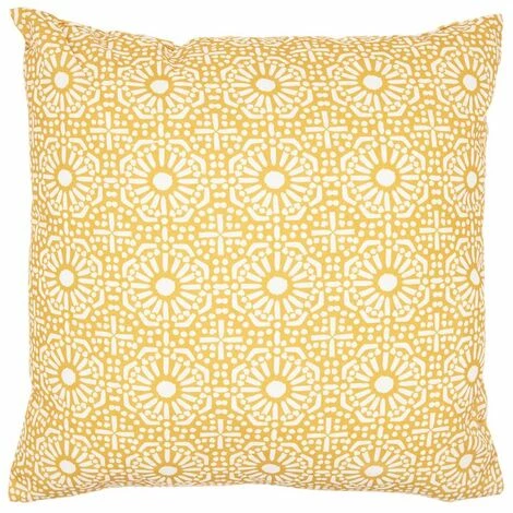 RIDEAUDISCOUNT Housse De Coussin 45 X 45 Cm Déhoussable Imprimé Motif Carreaux De Ciment Jaune Moutarde - Jaune 1 RIDEAUDISCOUNT Housse De Coussin 45 X 45 Cm Déhoussable Imprimé Motif Carreaux De Ciment Jaune Moutarde - Jaune
