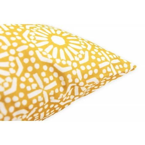 RIDEAUDISCOUNT Housse De Coussin 45 X 45 Cm Déhoussable Imprimé Motif Carreaux De Ciment Jaune Moutarde - Jaune 2 RIDEAUDISCOUNT Housse De Coussin 45 X 45 Cm Déhoussable Imprimé Motif Carreaux De Ciment Jaune Moutarde - Jaune – Image 2