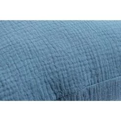 RIDEAUDISCOUNT Housse De Coussin 100% Coton 40 X 40 Cm Déhoussable Effet Gaze De Coton Uni Bleu Jean - Bleu -France Coussin et housse de coussin Soldes Boutique 30465852 3