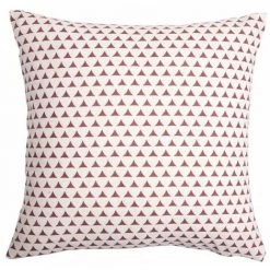 RIDEAUDISCOUNT Housse De Coussin 40 X 40 Cm Déhoussable Polycoton Recyclé Imprimé Motif Petits Triangles Ethniques Bordeaux - Rouge