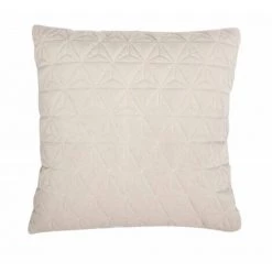 RIDEAUDISCOUNT Housse De Coussin 40 X 40 Déhoussable Velours Matelassé Brodé Motif Géométrique Surpiqure Blanche Uni Grise - Gris