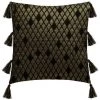 Atmosphera - Housse De Coussin Noir & Or Brillant Avec Pompons 40 X 40 Cm