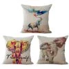 BEARSU Housses De Coussin, 3 Pièces Coussin Décoratives Taies Doreiller 45 X 45 Cm Avec Peinture à Lencre Déléphant Tissu Confortable Housses Lisses Et Durables Pour Salon Canapé Lit Décoration