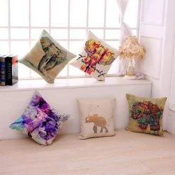 BEARSU Housses De Coussin, 3 Pièces Coussin Décoratives Taies Doreiller 45 X 45 Cm Avec Peinture à Lencre Déléphant Tissu Confortable Housses Lisses Et Durables Pour Salon Canapé Lit Décoration -France Coussin et housse de coussin Soldes Boutique 31607691 4