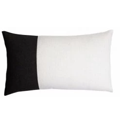 RIDEAUDISCOUNT Housse De Coussin 30 X 50 Cm Déhoussable Polycoton Recyclé Effet Naturel Bicolore Noir - Multicolore