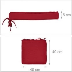 Relaxdays Coussin De Chaise, 4, 40x40 Cm, Bandes, épais, Intérieur, Extérieur, Polyester, Mousse,bordeaux. -France Coussin et housse de coussin Soldes Boutique 31801155 3