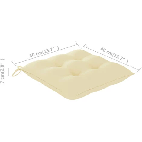 ASUPERMALL Coussins De Chaise 4 Pcs Blanc Creme 40x40x7 Cm Tissu 3 ASUPERMALL Coussins De Chaise 4 Pcs Blanc Creme 40x40x7 Cm Tissu – Image 3