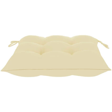 ASUPERMALL Coussins De Chaise 2 Pcs Blanc Creme 50x50x7 Cm Tissu 3 ASUPERMALL Coussins De Chaise 2 Pcs Blanc Creme 50x50x7 Cm Tissu – Image 3