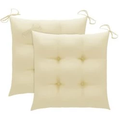 ASUPERMALL Coussins De Chaise 2 Pcs Blanc Creme 50x50x7 Cm Tissu 9 ASUPERMALL Coussins De Chaise 2 Pcs Blanc Creme 50x50x7 Cm Tissu -France Coussin et housse de coussin Soldes Boutique 31946596 5