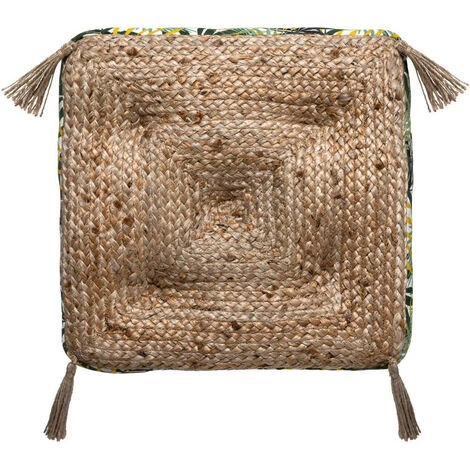 Atmosphera - Coussin De Sol En Jute Et Coton Avec Pompons 38 X 38 Cm - Mullticolore 3 Atmosphera - Coussin De Sol En Jute Et Coton Avec Pompons 38 X 38 Cm - Mullticolore – Image 3
