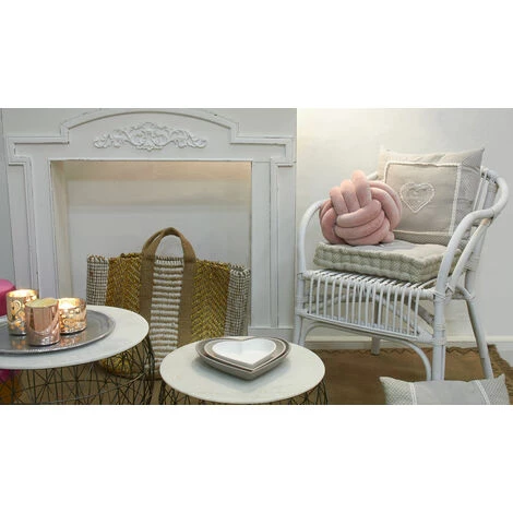 AUBRY GASPARD Coussins Carrés Gris Avec Coeur (Lot De 2) Gris - Gris 2 AUBRY GASPARD Coussins Carrés Gris Avec Coeur (Lot De 2) Gris - Gris – Image 2