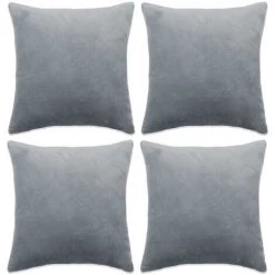 ASUPERMALL Housse De Coussin 4 Pcs Velours 50 X 50 Cm Gris