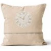 SOLEIL D'OCRE SOLEIL D' OCRE Coussin Esprit De Famille 100% Coton - Déhoussable - 40 X 40 Cm - Horloge - Naturel