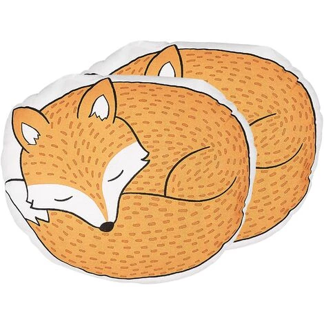 BELIANI Lot De 2 Coussin Décoratifs En Tissu Orange 50x12cm - Orange 1 BELIANI Lot De 2 Coussin Décoratifs En Tissu Orange 50x12cm - Orange