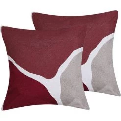 BELIANI Lot De 2 Coussin Décoratifs En Tissu Multicolore 45x6cm - Multicolore