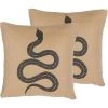 BELIANI Lot De 2 Coussin Décoratifs En Tissu Beige 45x12cm - Beige