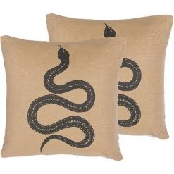 BELIANI Lot De 2 Coussin Décoratifs En Tissu Beige 45x12cm - Beige