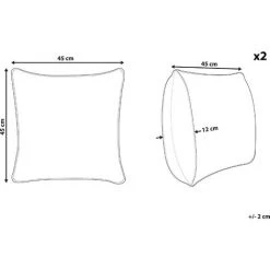 BELIANI Lot De 2 Coussin Décoratifs En Tissu Beige 45x12cm - Beige -France Coussin et housse de coussin Soldes Boutique 32500048 3