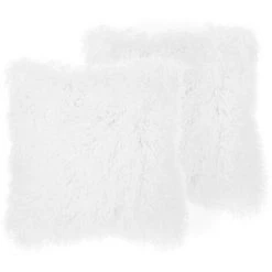 BELIANI Lot De 2 Coussin Décoratifs En Tissu Blanc 45x12cm - Blanc