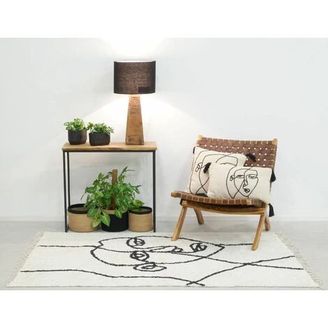 AUBRY GASPARD Coussin En Coton Visage 45 X 45 Cm Multicolore - Noir 2 AUBRY GASPARD Coussin En Coton Visage 45 X 45 Cm Multicolore - Noir – Image 2