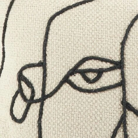 AUBRY GASPARD Coussin En Coton Visage 45 X 45 Cm Multicolore - Noir 3 AUBRY GASPARD Coussin En Coton Visage 45 X 45 Cm Multicolore - Noir – Image 3