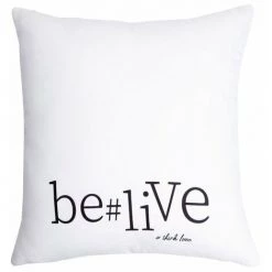 RIDEAUDISCOUNT Housse De Coussin 40 X 40 Cm Déhoussable Imprimée Wording Be Live Blanc - Blanc
