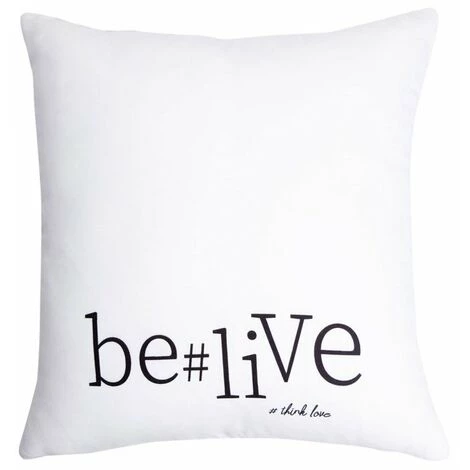RIDEAUDISCOUNT Housse De Coussin 40 X 40 Cm Déhoussable Imprimée Wording Be Live Blanc - Blanc 1 RIDEAUDISCOUNT Housse De Coussin 40 X 40 Cm Déhoussable Imprimée Wording Be Live Blanc - Blanc