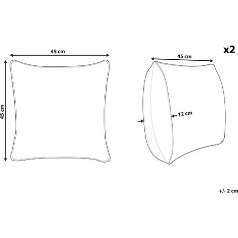 BELIANI Lot De 2 Coussin Décoratifs En Tissu Noir 45x12cm - Noir 3 BELIANI Lot De 2 Coussin Décoratifs En Tissu Noir 45x12cm - Noir – Image 3