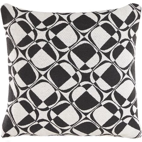BELIANI Lot De 2 Coussin Décoratifs En Tissu Noir 45x12cm - Noir 4 BELIANI Lot De 2 Coussin Décoratifs En Tissu Noir 45x12cm - Noir – Image 4