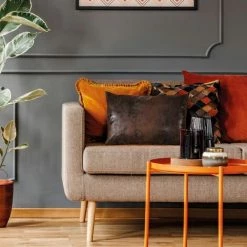 THEDECOFACTORY HAVANE - Coussin Déhoussable Aspect Cuir Marron 60x40 - Marron -France Coussin et housse de coussin Soldes Boutique 33243176 4