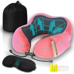 BEARSU Oreiller De Voyage, Coussin De Voyage En Forme U De Mousse De Mémoire Avec Bouchons D'oreilles Et Masque Parfaits Pour Avions, Voitures, Famille Et Bureaux, Etc.