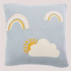 Coussin Carré En Coton (35x35 Cm) Ellie Kids SKLUM Coton - Bleu Ciel