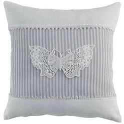 Paris Prix - Coussin Brodé Dehoussable "sandrena" 40x40cm Gris
