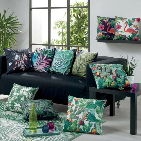 Paris Prix - Coussin Déco Déhoussable "maena" 45x45cm Vert 2 Paris Prix - Coussin Déco Déhoussable "maena" 45x45cm Vert – Image 2